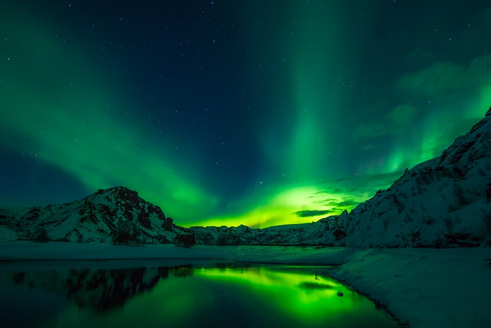 Izland, északi fény